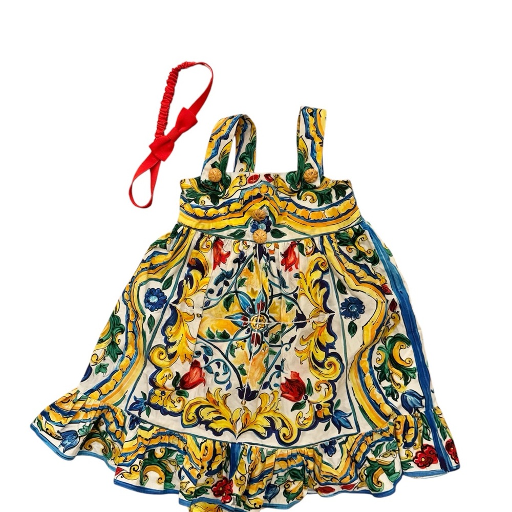 Dolce & Gabbana Colorful Floral Sundress with bloomers J&J Headband